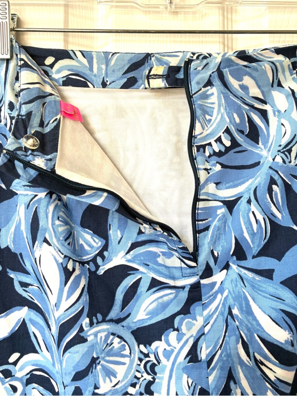 LILLY PULITZER Izzy Skirt Womens 4 High Tide Navy Print White Contrast Hem Beach - Picture 5 of 10